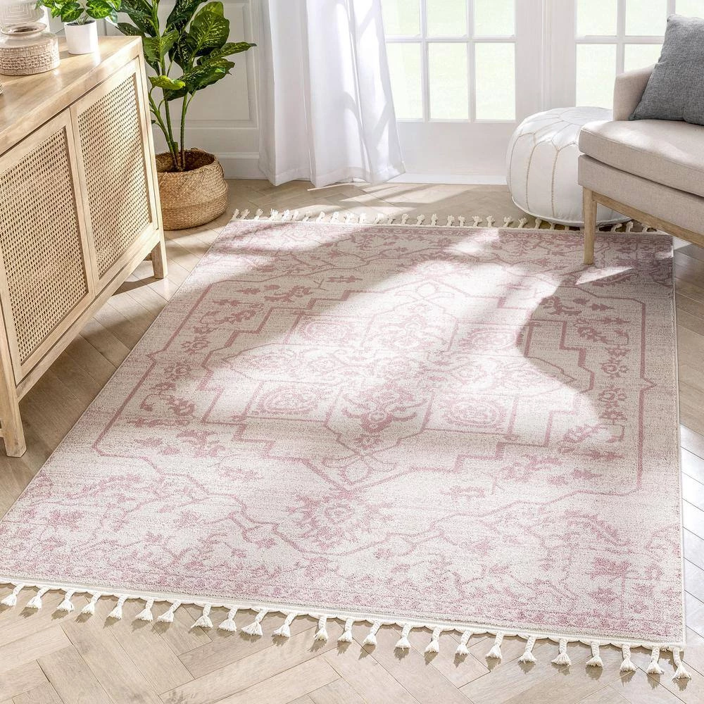 Loop-De-Loop Valentina Blush 7 ft. 10 in. x 10 ft. 6 in. Oriental Medallion Area Rug by Well Woven 5 Loop-De-Loop Valentina Blush 7 ft. 10 in. x 10 ft. 6 in. Oriental Medallion Area Rug by Well Woven - Image 3