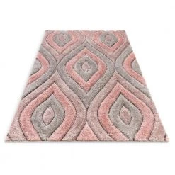 San Francisco Malibu Blush Modern Geometric Trellis Ogee 5 ft. 3 in. x 7 ft. 3 in. 3D Carved Shag Area Rug by Well Woven -Linon Home Decor Sales blush well woven area rugs sf 19 5 1f 1000