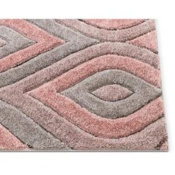 San Francisco Malibu Blush Modern Geometric Trellis Ogee 5 ft. 3 in. x 7 ft. 3 in. 3D Carved Shag Area Rug by Well Woven -Linon Home Decor Sales blush well woven area rugs sf 19 5 44 1000
