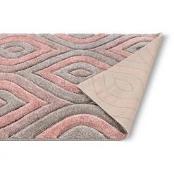 San Francisco Malibu Blush Modern Geometric Trellis Ogee 5 ft. 3 in. x 7 ft. 3 in. 3D Carved Shag Area Rug by Well Woven -Linon Home Decor Sales blush well woven area rugs sf 19 5 4f 1000