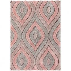 San Francisco Malibu Blush Modern Geometric Trellis Ogee 5 ft. 3 in. x 7 ft. 3 in. 3D Carved Shag Area Rug by Well Woven