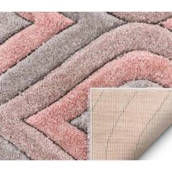 San Francisco Malibu Blush Modern Geometric Trellis Ogee 5 ft. 3 in. x 7 ft. 3 in. 3D Carved Shag Area Rug by Well Woven -Linon Home Decor Sales blush well woven area rugs sf 19 5 66 1000