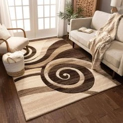 Ruby Whirlwind Brown 8 ft. x 10 ft. Modern Area Rug by Well Woven -Linon Home Decor Sales brown well woven area rugs 600587 c3 1000