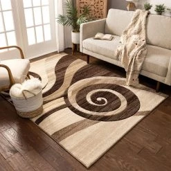 Ruby Whirlwind Brown 8 ft. x 10 ft. Modern Area Rug by Well Woven -Linon Home Decor Sales brown well woven area rugs 600587 fa 1000