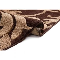Ruby Leslie Fleur De Lis Brown 2 ft. x 7 ft. Modern Scrolls Runner Rug by Well Woven -Linon Home Decor Sales brown well woven area rugs 600682 44 1000