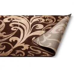 Ruby Leslie Fleur De Lis Brown 2 ft. x 7 ft. Modern Scrolls Runner Rug by Well Woven -Linon Home Decor Sales brown well woven area rugs 600682 4f 1000