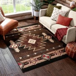 Persa Dakota Tribal Aztec Southwestern Brown 5 ft. 3 in. x 7 ft. 3 in. Area Rug by Well Woven -Linon Home Decor Sales brown well woven area rugs pa 128 5 c3 1000