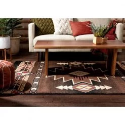 Persa Dakota Tribal Aztec Southwestern Brown 5 ft. 3 in. x 7 ft. 3 in. Area Rug by Well Woven -Linon Home Decor Sales brown well woven area rugs pa 128 5 e1 1000