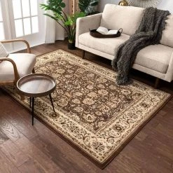 Persa Tabriz 5 ft. 3 in. x 7 ft. 3 in. Traditional Oriental Persian Brown Area Rug by Well Woven -Linon Home Decor Sales brown well woven area rugs pa 18 5 fa 1000