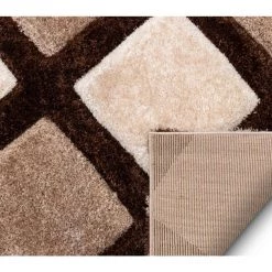 San Francisco Posh Brown Modern Geometric Trellis 5 ft. 3 in. x 7 ft. 3 in. 3D Carved Shag Area Rug by Well Woven -Linon Home Decor Sales brown well woven area rugs sf 37 5 66 1000