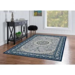 Echelon Sasha Cream/Blue 3 ft. 3 in. x 5 ft. Accent Rug by Linon Home Decor 13 Echelon Sasha Cream/Blue 3 ft. 3 in. x 5 ft. Accent Rug by Linon Home Decor -Linon Home Decor Sales cream and blue linon home decor area rugs thd02142 31 1000