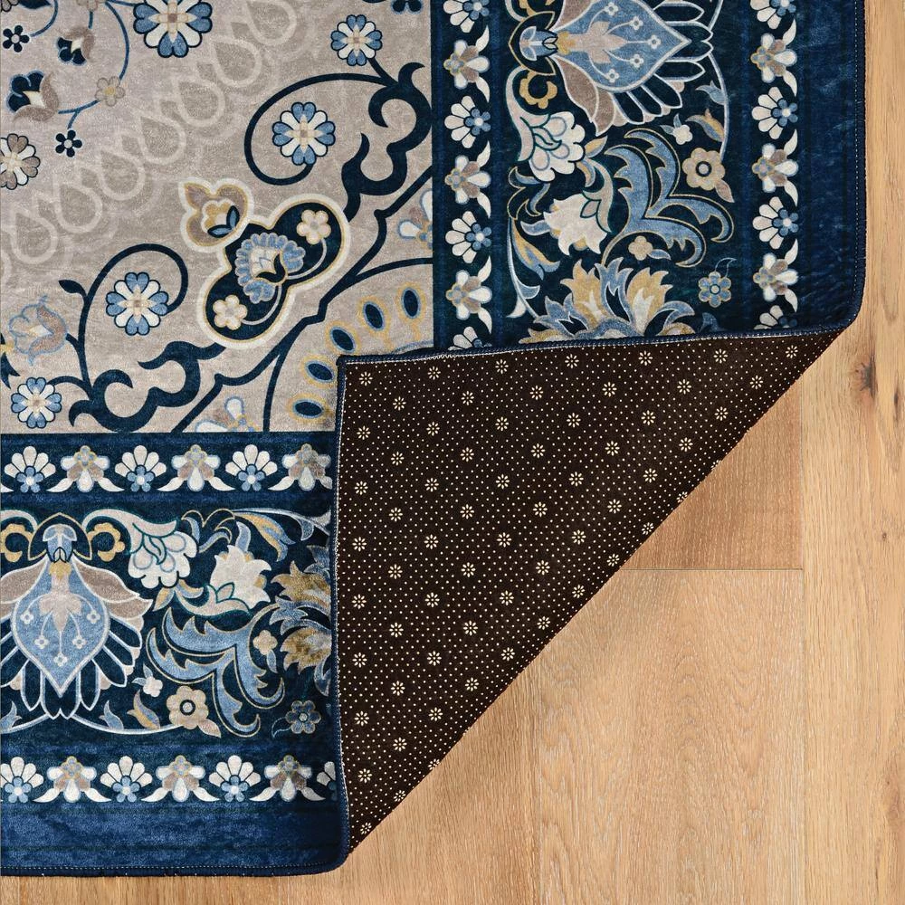 Echelon Sasha Cream/Blue 6 ft. 7 in. x 9 ft. 7 in. Area Rug by Linon Home Decor 5 Echelon Sasha Cream/Blue 6 ft. 7 in. x 9 ft. 7 in. Area Rug by Linon Home Decor - Image 3