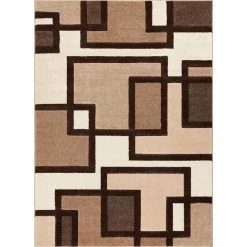 Ruby Imagination Squares Cream 5 ft. x 7 ft. Modern Geometric Area Rug by Well Woven