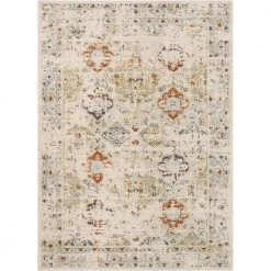 Omaha Kian Vintage Global Oriental Cream 5 ft. 3 in. x 7 ft. 3 in. Area Rug by Well Woven