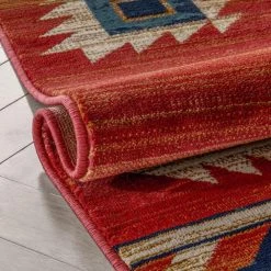Tulsa Lea Traditional Southwestern Geometric Crimson/Red 7 ft. 10 in. x 10 ft. 6 in. Area Rug by Well Woven -Linon Home Decor Sales crimson red well woven area rugs tu 100 7 1f 1000