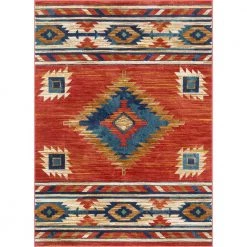 Tulsa Lea Traditional Southwestern Geometric Crimson/Red 7 ft. 10 in. x 10 ft. 6 in. Area Rug by Well Woven