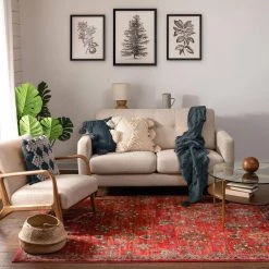 Tulsa Arya Traditional Vintage Oriental Crimson/ Red 3 ft. 11 in. x 5 ft. 3 in. Area Rug by Well Woven 12 Tulsa Arya Traditional Vintage Oriental Crimson/ Red 3 ft. 11 in. x 5 ft. 3 in. Area Rug by Well Woven -Linon Home Decor Sales crimson red well woven area rugs tu 70 4 44 1000