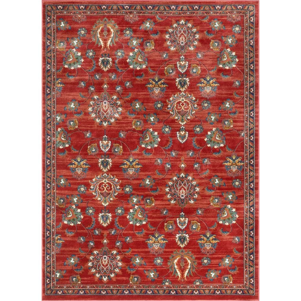 Tulsa Arya Traditional Vintage Oriental Crimson/ Red 3 ft. 11 in. x 5 ft. 3 in. Area Rug by Well Woven 3 Tulsa Arya Traditional Vintage Oriental Crimson/ Red 3 ft. 11 in. x 5 ft. 3 in. Area Rug by Well Woven