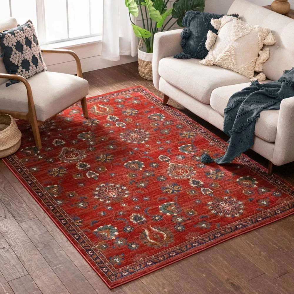 Tulsa Arya Traditional Vintage Oriental Crimson/ Red 3 ft. 11 in. x 5 ft. 3 in. Area Rug by Well Woven 4 Tulsa Arya Traditional Vintage Oriental Crimson/ Red 3 ft. 11 in. x 5 ft. 3 in. Area Rug by Well Woven - Image 2