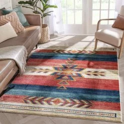 Tulsa Dustin Southwestern Tribal Medallion Crimson 3 ft. 11 in. x 5 ft. 3 in. Area Rug by Well Woven -Linon Home Decor Sales crimson well woven area rugs tu 140 4 c3 1000