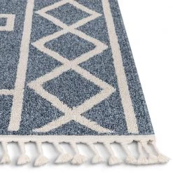 Loop-De-Loop Mica Denim Blue Southwestern Tribal Geometric 5 ft. 3 in. x 7 ft. 3 in. Flatweave Area Rug by Well Woven -Linon Home Decor Sales denim blue well woven area rugs ldl 26 5 4f 1000