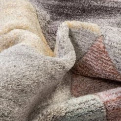 WHOA Laramie Gold/Light Blue/Charcoal/Teracotta Geometric Abstract 3D Textured 5 ft. 3 in. x 7 ft. 3 in. Area Rug by Well Woven -Linon Home Decor Sales gold light blue charcoal teracotta well woven area rugs wh 62 5 4f 1000