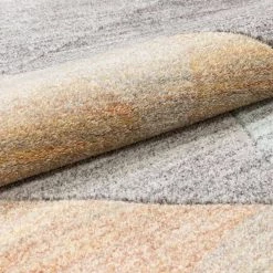 WHOA Laramie Gold/Light Blue/Charcoal/Teracotta Geometric Abstract 3D Textured 5 ft. 3 in. x 7 ft. 3 in. Area Rug by Well Woven -Linon Home Decor Sales gold light blue charcoal teracotta well woven area rugs wh 62 5 fa 1000