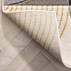 Good Vibes Margot Gold Modern Geometric Chevron 5 ft. 3 in. x 7 ft. 3 in. Area Rug by Well Woven -Linon Home Decor Sales gold well woven area rugs gv 01 5 44 1000