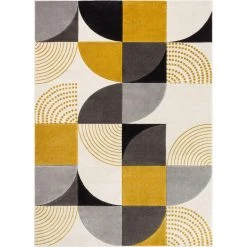 Good Vibes Margot Gold Modern Geometric Chevron 5 ft. 3 in. x 7 ft. 3 in. Area Rug by Well Woven