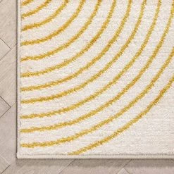Good Vibes Margot Gold Modern Geometric Chevron 5 ft. 3 in. x 7 ft. 3 in. Area Rug by Well Woven -Linon Home Decor Sales gold well woven area rugs gv 01 5 fa 1000