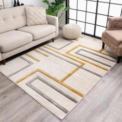 Good Vibes Fiona Gold Modern Geometric Lines 5 ft. 3 in. x 7 ft. 3 in. Area Rug by Well Woven 19 Good Vibes Fiona Gold Modern Geometric Lines 5 ft. 3 in. x 7 ft. 3 in. Area Rug by Well Woven -Linon Home Decor Sales gold well woven area rugs gv 91 5 31 1000