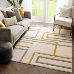 Good Vibes Fiona Gold Modern Geometric Lines 5 ft. 3 in. x 7 ft. 3 in. Area Rug by Well Woven 14 Good Vibes Fiona Gold Modern Geometric Lines 5 ft. 3 in. x 7 ft. 3 in. Area Rug by Well Woven -Linon Home Decor Sales gold well woven area rugs gv 91 5 c3 1000