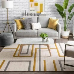 Good Vibes Fiona Gold Modern Geometric Lines 5 ft. 3 in. x 7 ft. 3 in. Area Rug by Well Woven 18 Good Vibes Fiona Gold Modern Geometric Lines 5 ft. 3 in. x 7 ft. 3 in. Area Rug by Well Woven -Linon Home Decor Sales gold well woven area rugs gv 91 5 fa 1000