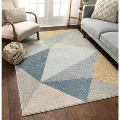 Mystic Zelda Modern Geometric Gold 7 ft. 10 in. x 9 ft. 10 in. Area Rug by Well Woven -Linon Home Decor Sales gold well woven area rugs mc 335 7 1f 1000