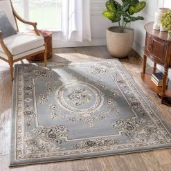 Timeless Le Petit Palais Gray 4 ft. x 5 ft. Area Rug by Well Woven -Linon Home Decor Sales gray well woven area rugs 36384 c3 1000