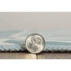 Delta Green and Ivory 7 ft. W x 9 ft. L Washable Polyester Indoor/Outdoor Area Rug by Linon Home Decor -Linon Home Decor Sales green ivory linon home decor outdoor rugs thdr04070 4f 1000