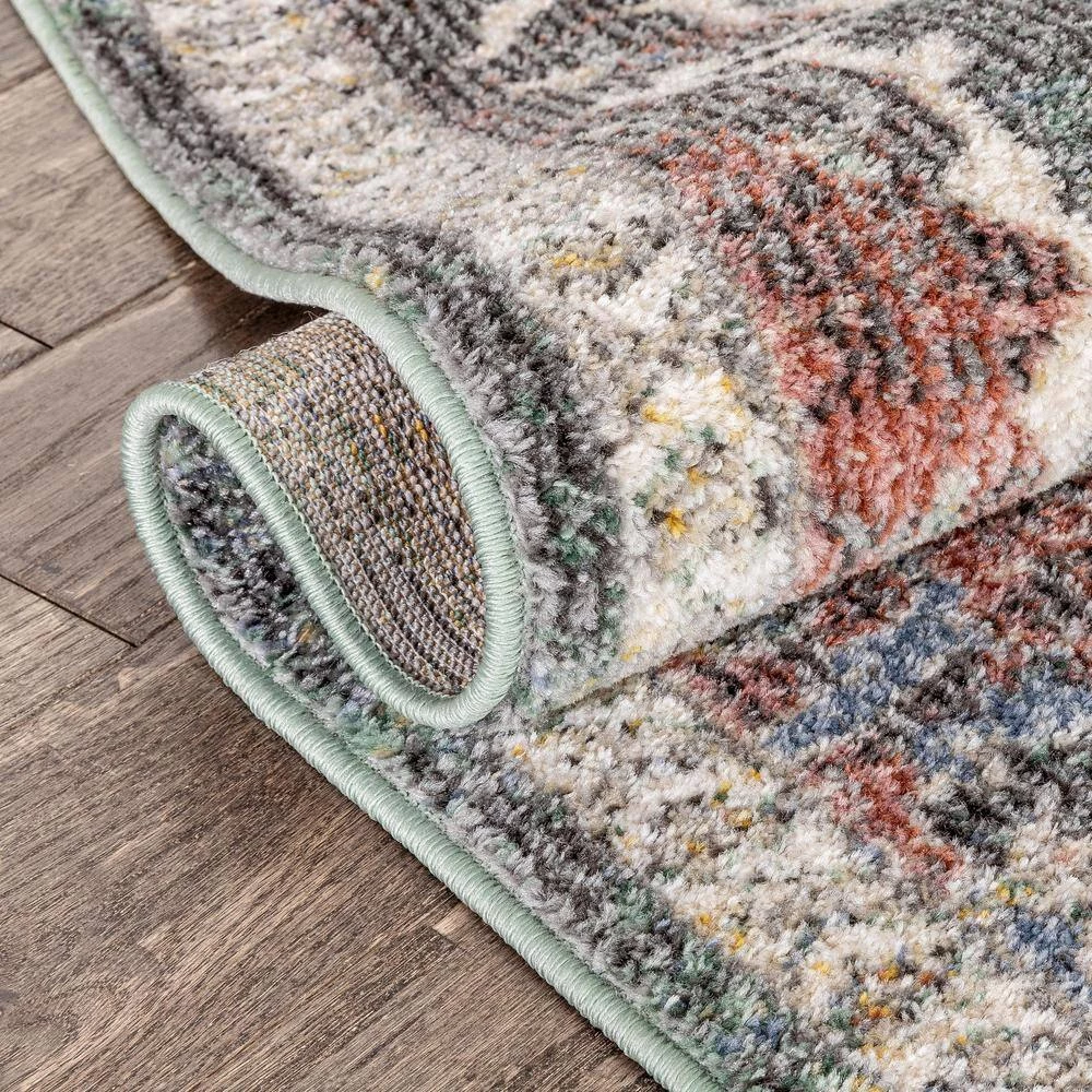 Miro Lyon Green Red Rust 7 ft. 10 in. x 9 ft. 10 in. Vintage Bohemian Medallion Oriental Botanical Area Rug by Well Woven 10 Miro Lyon Green Red Rust 7 ft. 10 in. x 9 ft. 10 in. Vintage Bohemian Medallion Oriental Botanical Area Rug by Well Woven - Image 8