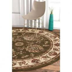 Timeless Abbasi Green Traditional Oriental 8 ft. x 8 ft. Round Area Rug by Well Woven 10 Timeless Abbasi Green Traditional Oriental 8 ft. x 8 ft. Round Area Rug by Well Woven -Linon Home Decor Sales green well woven area rugs 36059 c3 1000