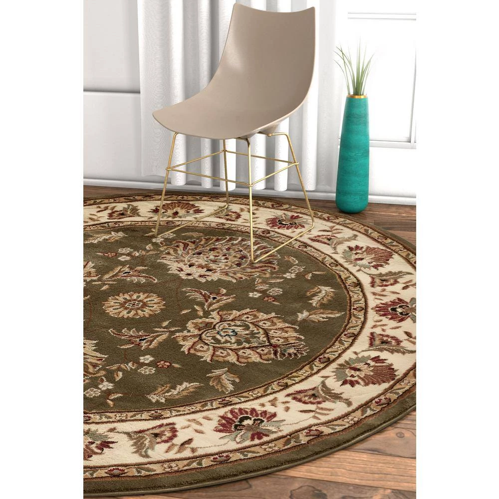 Timeless Abbasi Green Traditional Oriental 8 ft. x 8 ft. Round Area Rug by Well Woven 5 Timeless Abbasi Green Traditional Oriental 8 ft. x 8 ft. Round Area Rug by Well Woven - Image 3