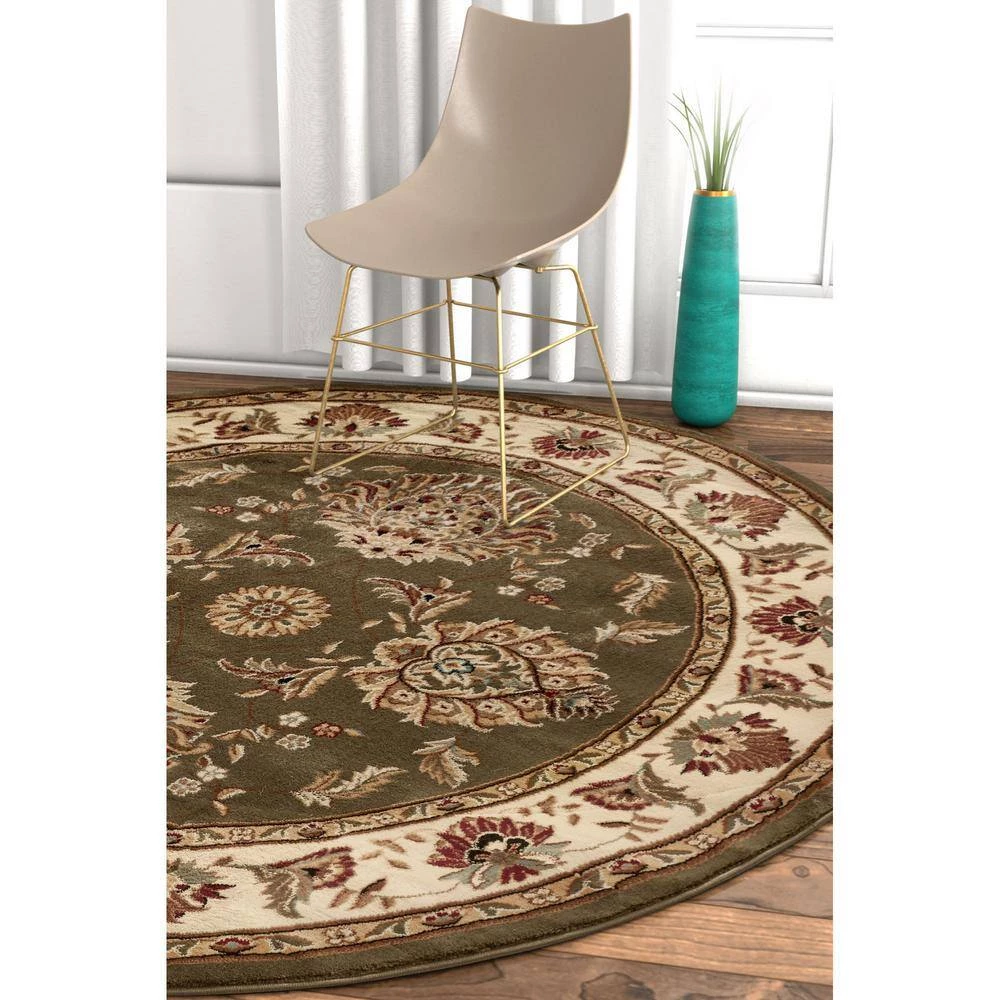 Timeless Abbasi Green Traditional Oriental 8 ft. x 8 ft. Round Area Rug by Well Woven 4 Timeless Abbasi Green Traditional Oriental 8 ft. x 8 ft. Round Area Rug by Well Woven - Image 2