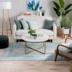 Nile Gila Vintage Bohemian Medallion Botanical Border Green 8 ft. x 10 ft. Machine Washable Flatweave Area Rug by Well Woven -Linon Home Decor Sales green well woven area rugs nil 15 7 fa 1000