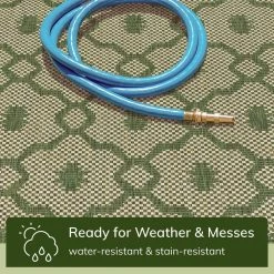 Medusa Sol Green Lattice Trellis 5 ft. 3 in. x 7 ft. 3 in. Indoor/Outdoor Area Rug by Well Woven -Linon Home Decor Sales green well woven outdoor rugs med 105 5 1f 1000
