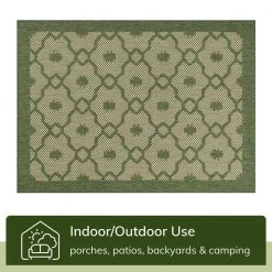 Medusa Sol Green Lattice Trellis 5 ft. 3 in. x 7 ft. 3 in. Indoor/Outdoor Area Rug by Well Woven -Linon Home Decor Sales green well woven outdoor rugs med 105 5 44 1000