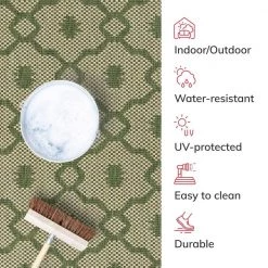 Medusa Sol Green Lattice Trellis 5 ft. 3 in. x 7 ft. 3 in. Indoor/Outdoor Area Rug by Well Woven -Linon Home Decor Sales green well woven outdoor rugs med 105 5 76 1000