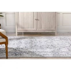 Topkapi Novara Vintage Oriental Medallion Pattern Grey Blue 7 ft. 10 in. x 9 ft. 10 in. Distressed Area Rug by Well Woven -Linon Home Decor Sales grey blue well woven area rugs top 47 7 76 1000