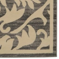 Kobe Damask Gray and Bone 4 ft. 4 in. x 7 ft. 3 in. Area Rug by Linon Home Decor -Linon Home Decor Sales grey bone linon home decor area rugs thdr03992 4f 1000