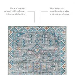 Washable Aztek Grey/Green 2 ft. x 8 ft. by Linon Home Decor -Linon Home Decor Sales grey green linon home decor area rugs thdr03912 1f 1000