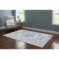 Washable Willis Grey/Ivory 5 ft. x 7 ft. Abstract Rectangle Area Rug by Linon Home Decor -Linon Home Decor Sales grey ivory linon home decor area rugs thd03323 31 1000