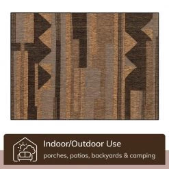Milo Conan Grey Ivory 5 ft. 3 in. x 7 ft. 3 in. Tribal Geometric Abstract Flat-Weave Indoor/Outdoor Area Rug by Well Woven -Linon Home Decor Sales grey ivory well woven outdoor rugs mil 77 5 1f 1000