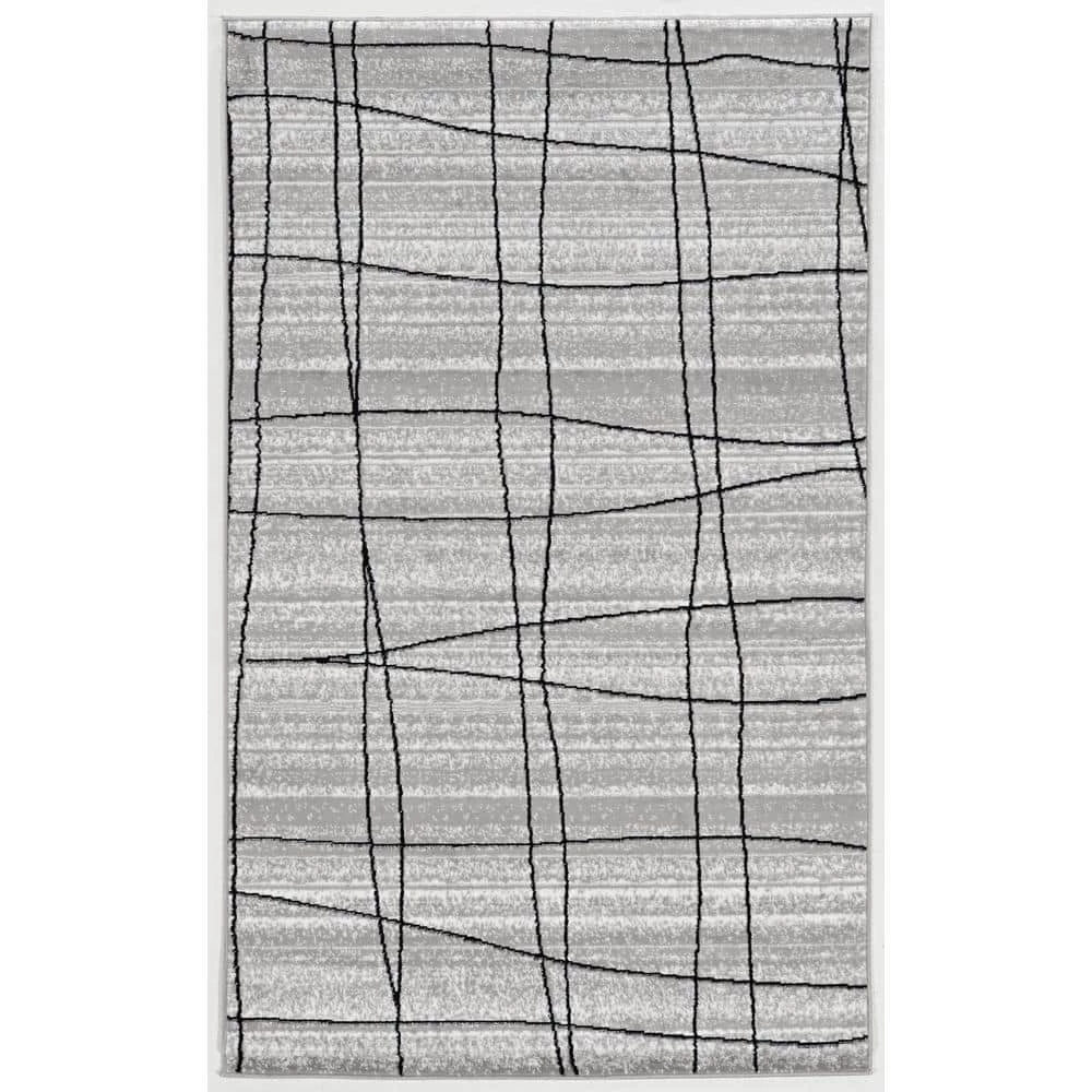 Callista Mod Plaid Gray 4 ft. 4 in. x 7 ft. 4 Area Rug by Linon Home Decor 3 Callista Mod Plaid Gray 4 ft. 4 in. x 7 ft. 4 Area Rug by Linon Home Decor